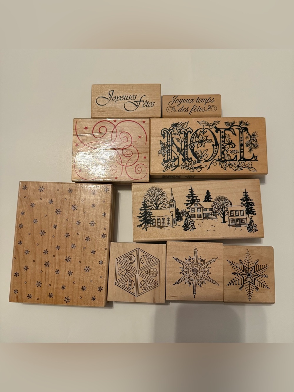 Wooden Holiday Stamp Set - Natural Wood Finish